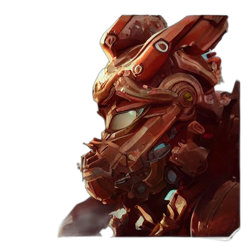 robot, face, weapon, mask, concept art, fantasy art, 3d render, photorealistic transparent PNG cut-out