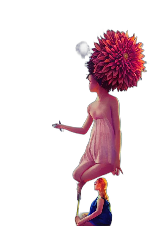 flower, dress, crown, hair, concept art, fantasy art, photorealistic, pixel art transparent PNG cut-out
