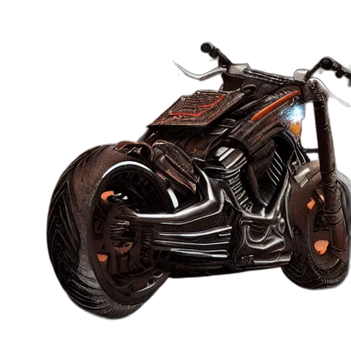 car, 3d render, concept art, photorealistic, comic book art, blade, runner, harley transparent PNG cut-out
