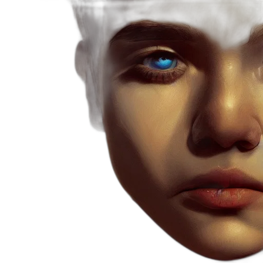 face, mask, robot, photorealistic, concept art, fantasy art, oil painting, outer space transparent PNG cut-out