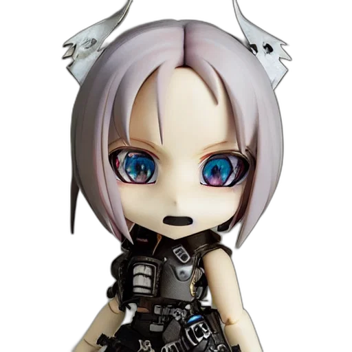 3d render, concept art, cyberpunk, portrait, grungy, skull, anime, chibi transparent PNG cut-out