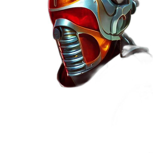 mask, robot, face, weapon, concept art, 3d render, fantasy art, comic book art transparent PNG cut-out