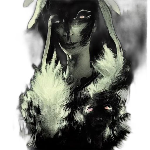creature, mask, animal, face, concept art, fantasy art, watercolor, pixel art transparent PNG cut-out