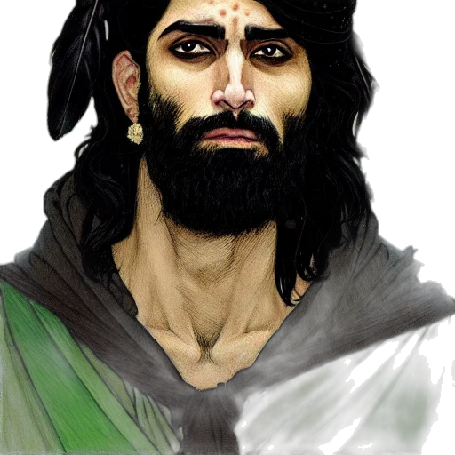 face, fantasy art, photorealistic, comic book art, concept art, green, portrait, painting transparent PNG cut-out