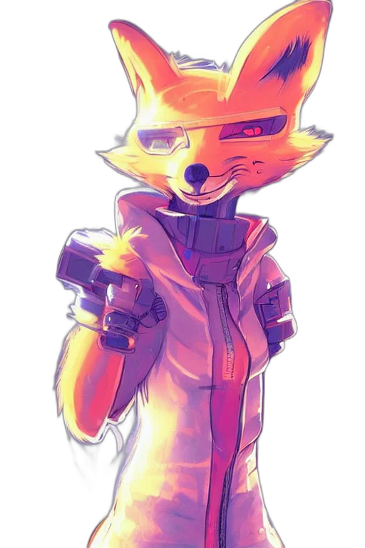 staff, robot, jacket, mask, concept art, watercolor, cyberpunk, pixel art transparent PNG cut-out