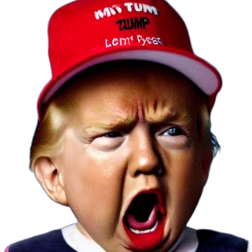 hat, mask, face, photorealistic, angry, baby, donald, trump transparent PNG cut-out