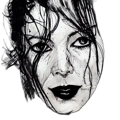 face, mask, hair, pencil sketch transparent PNG cut-out