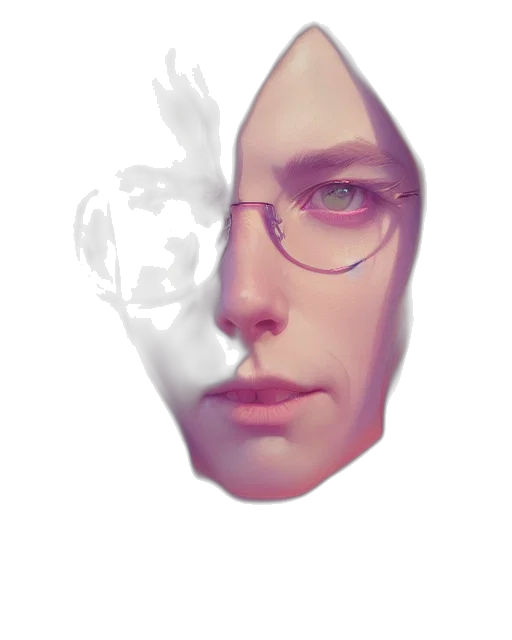 face, mask, robot, crown, photorealistic, 3d render, concept art, fantasy art transparent PNG cut-out