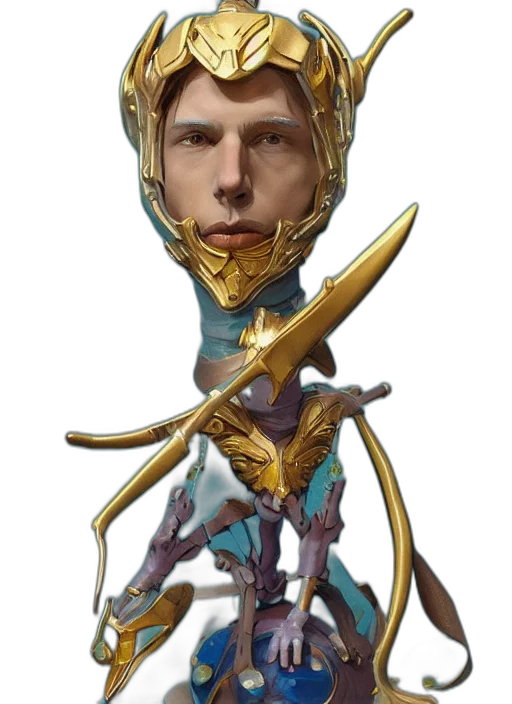 robot, staff, face, crown, concept art, fantasy art, 3d render, photorealistic transparent PNG cut-out
