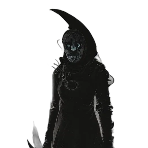mask, staff, creature, sword, concept art, fantasy art, comic book art, pixel art transparent PNG cut-out