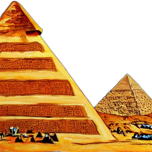 jewelry, concept art, photorealistic, fantasy art, pyramids, giza, gouache, painting transparent PNG cut-out