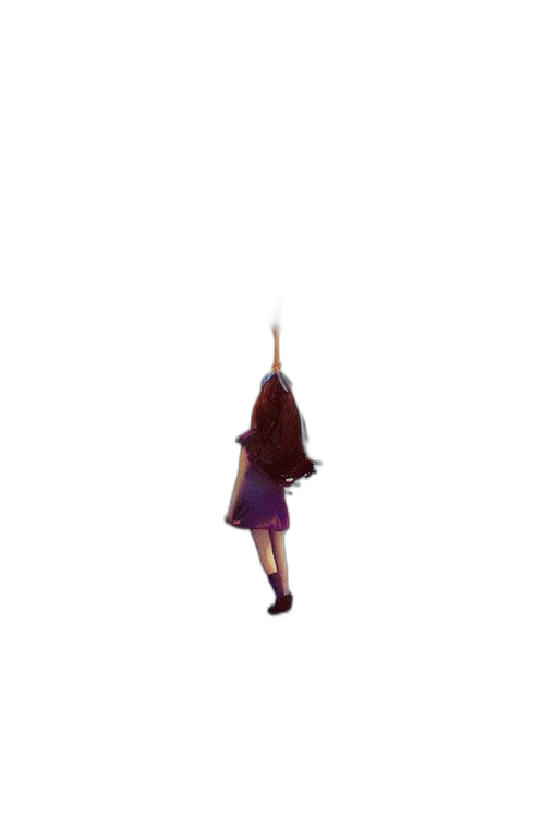 dress, umbrella, staff, hair, pixel art, 3d render, concept art, vaporwave transparent PNG cut-out