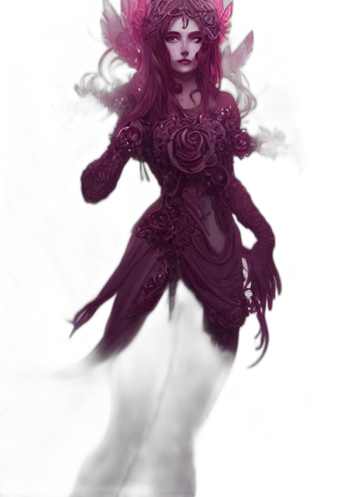 dress, creature, mask, concept art, fantasy art, 3d render, comic book art, dark transparent PNG cut-out