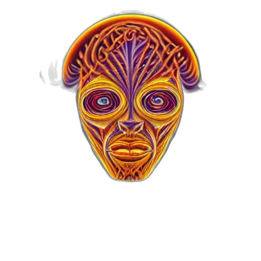 mask, face, crown, jewelry, concept art, fantasy art, 3d render, neon transparent PNG cut-out