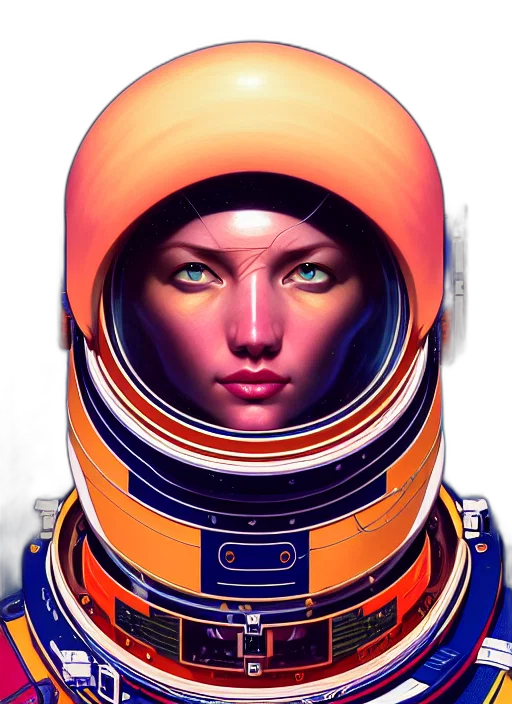 face, robot, mask, jacket, concept art, comic book art, cyberpunk, photorealistic transparent PNG cut-out