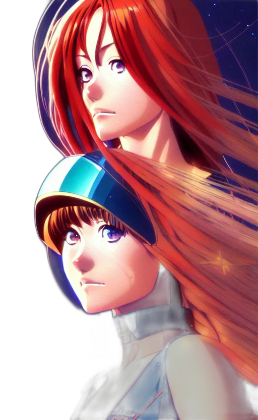 face, hat, 3d render, concept art, anime, comic book art, outer space, blue transparent PNG cut-out