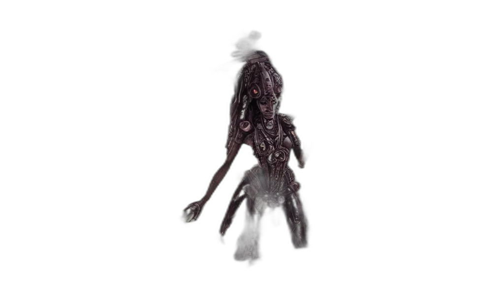 creature, hair, robot, animal, concept art, 3d render, fantasy art, outer space transparent PNG cut-out