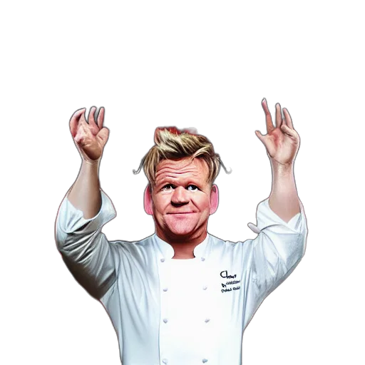 staff, food, photorealistic, portrait, chef, gordon, ramsay, ram transparent PNG cut-out
