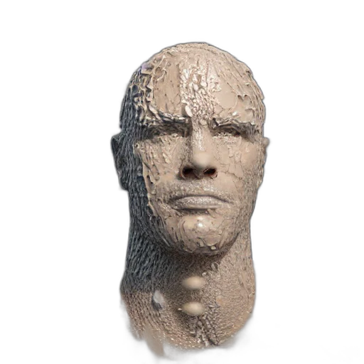 mask, face, creature, hair, 3d render, photorealistic, concept art, human transparent PNG cut-out