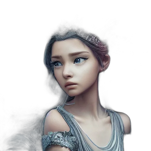 dress, face, jewelry, crown, fantasy art, photorealistic, concept art, 3d render transparent PNG cut-out