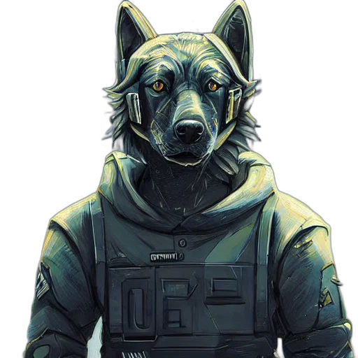 jacket, face, staff, mask, concept art, cyberpunk, pixel art, comic book art transparent PNG cut-out