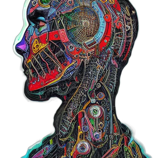 mask, face, robot, crown, cyberpunk, concept art, outer space, peripheral transparent PNG cut-out