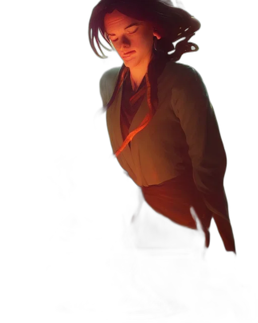 jacket, staff, creature, face, concept art, comic book art, fantasy art, watercolor transparent PNG cut-out