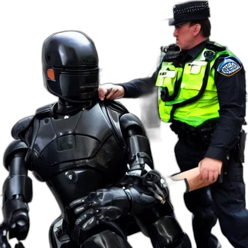 robot, cyberpunk, concept art, robocop transparent PNG cut-out