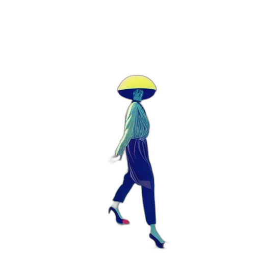 hat, umbrella, dress, staff transparent PNG cut-out