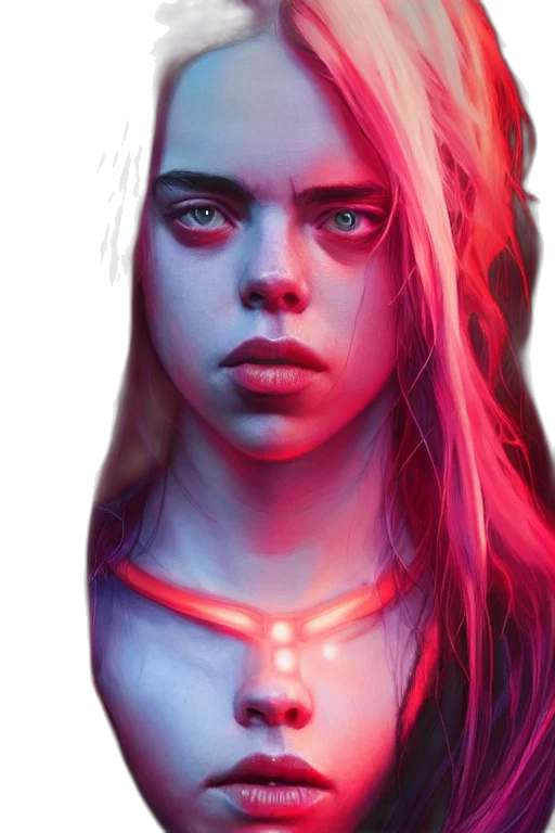 face, creature, hair, dress, cyberpunk, comic book art, concept art, fantasy art transparent PNG cut-out