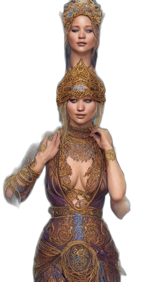 mask, dress, staff, jewelry transparent PNG cut-out