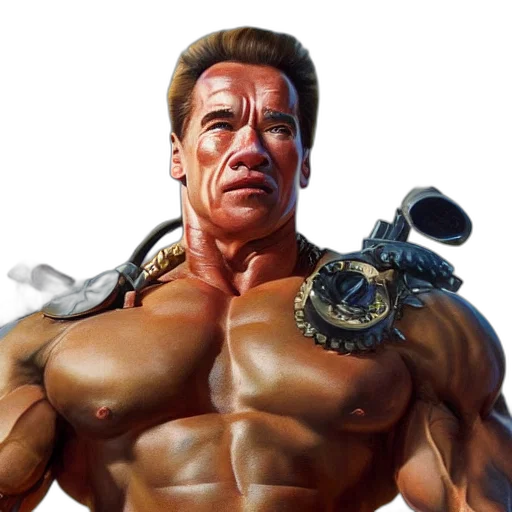 weapon, face, robot, photorealistic, concept art, comic book art, 3d render, arnold transparent PNG cut-out