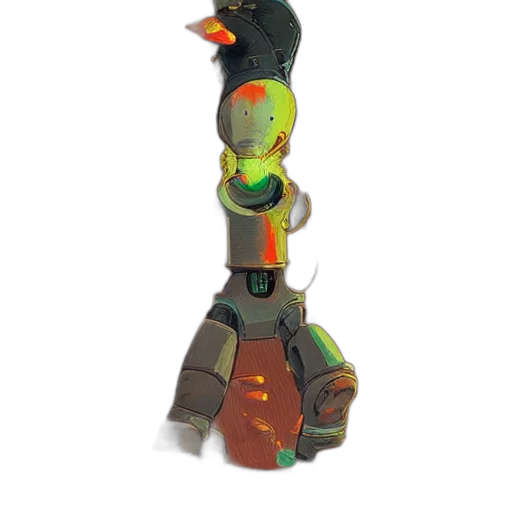 robot, bottle, weapon, staff, 3d render, concept art, fantasy art, cyberpunk transparent PNG cut-out