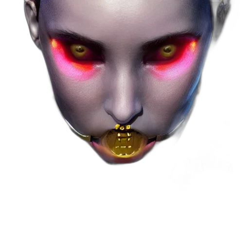 mask, jewelry, face, robot, cyberpunk, concept art, 3d render, photorealistic transparent PNG cut-out