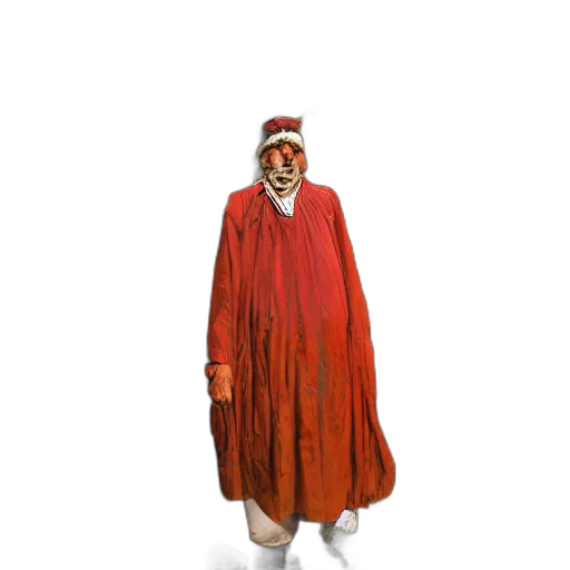 mask, creature, animal, dress, concept art, 3d render, red, portrait transparent PNG cut-out
