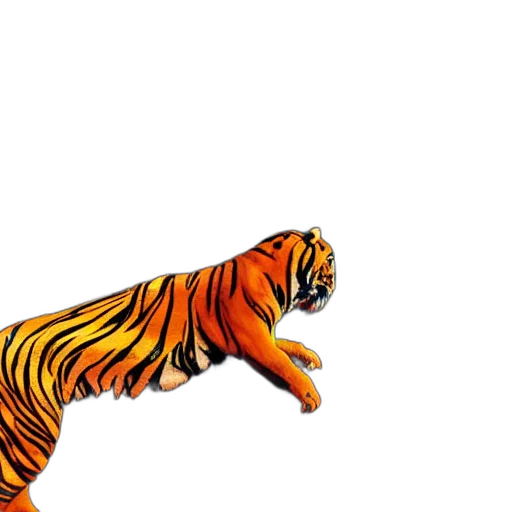 animal, creature, 3d render, concept art, pixel art, photorealistic, monochrome, tiger transparent PNG cut-out