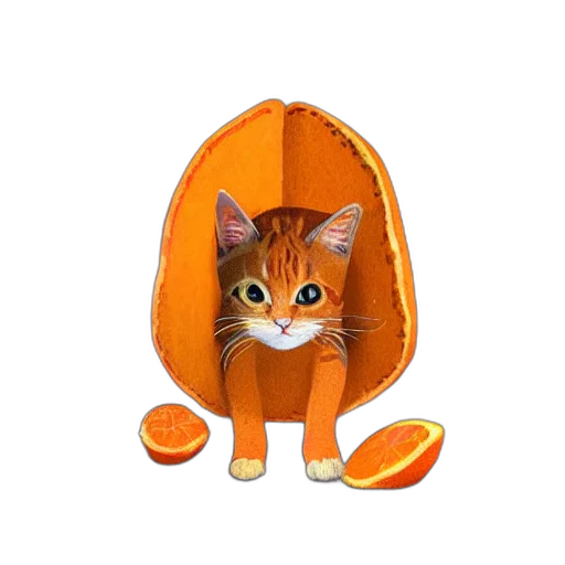 hat, animal, jacket, food, 3d render, photorealistic, concept art, orange transparent PNG cut-out