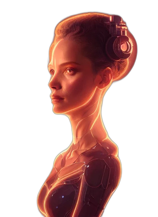 robot, crown, face, dress, concept art, fantasy art, photorealistic, comic book art transparent PNG cut-out