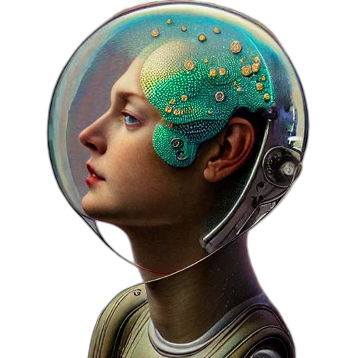 robot, face, mask, crown, cyberpunk, concept art, fantasy art, photorealistic transparent PNG cut-out