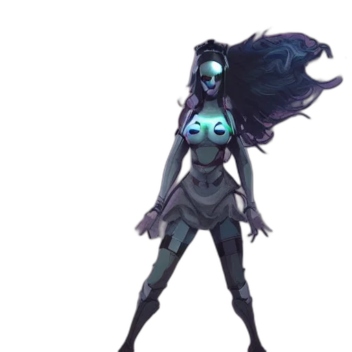 staff, robot, concept art, fantasy art, pixel art, comic book art, dark, blue transparent PNG cut-out
