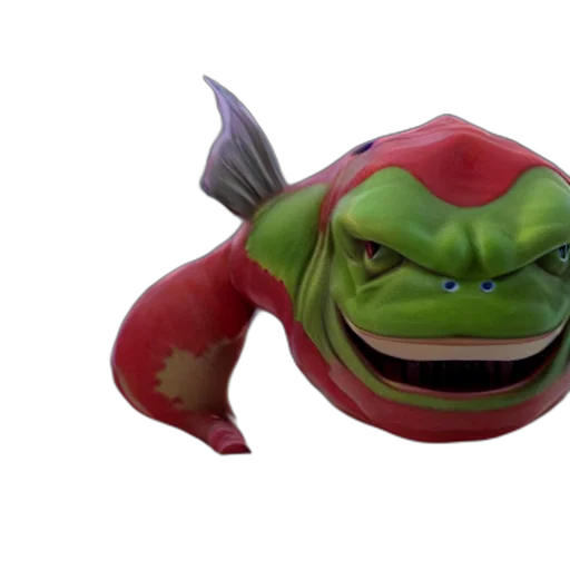 creature, weapon, animal, face, 3d render, concept art, photorealistic, magikarp transparent PNG cut-out
