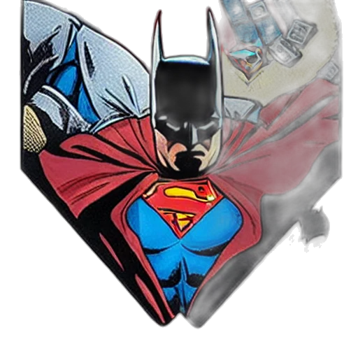 comic book art, concept art, cartoon, photorealistic, batman, playing, cards, superman transparent PNG cut-out
