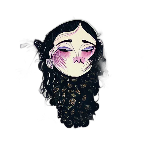 mask, face, hair, creature, fantasy art, concept art, watercolor, cartoon transparent PNG cut-out