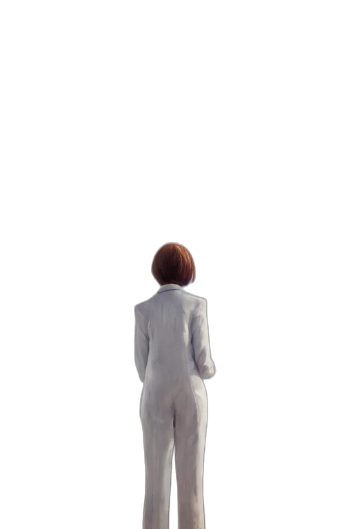 dress, jacket, robot, staff, 3d render, concept art, pixel art, photorealistic transparent PNG cut-out