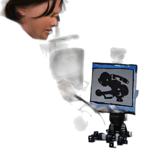 robot, face, staff, weapon transparent PNG cut-out