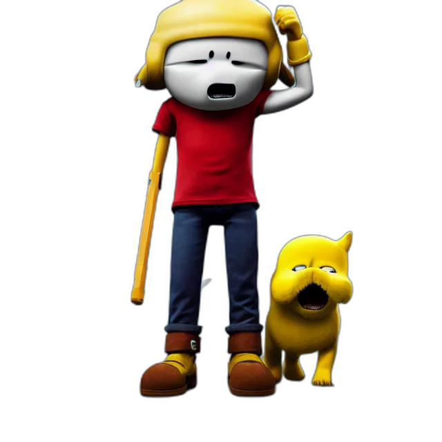 staff, robot, animal, 3d render, concept art, pixel art, cartoon, full transparent PNG cut-out