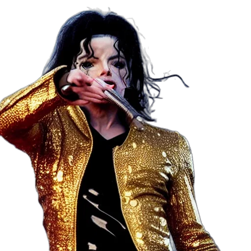 jacket, photorealistic, 3d render, concept art, golden, michael, jackson, performing transparent PNG cut-out