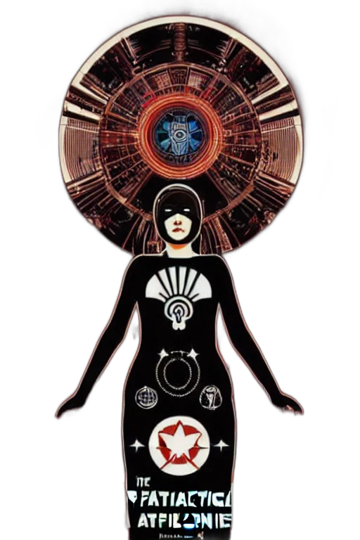 jewelry, staff, robot, dress, concept art, comic book art, outer space, way transparent PNG cut-out