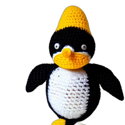 hat, animal, staff, 3d render, crocheted, penguin, doll transparent PNG cut-out