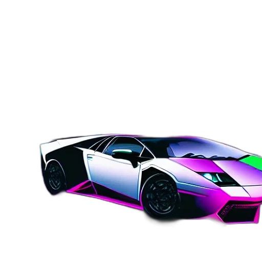 car, weapon, 3d render, vaporwave transparent PNG cut-out